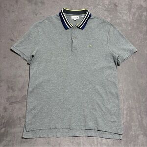 Lacoste Polo Shirt Mens XL Gray Tipped Collar Tennis Golf Casual